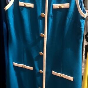 Preston & York Blue Dress with White Trim